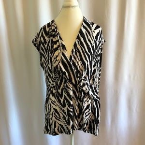 Jones Studio Black and White Zebra Tank Top Wrap
